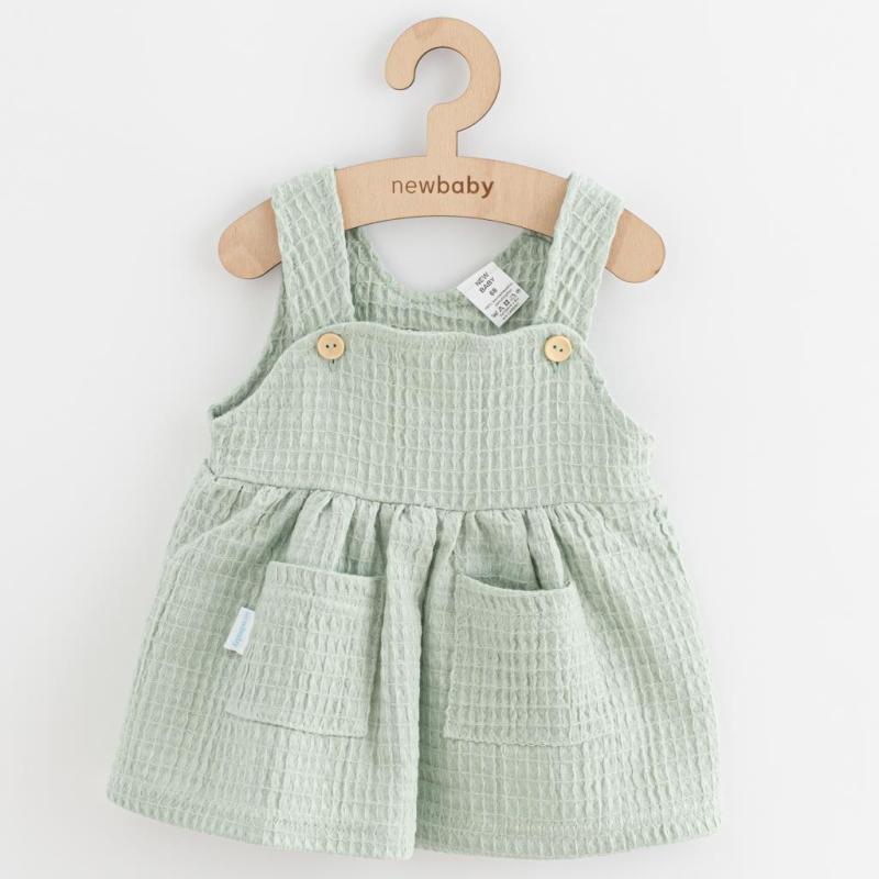 Dojčenská mušelínová suknička New Baby Comfort clothes šalviová 74 (6-9m)