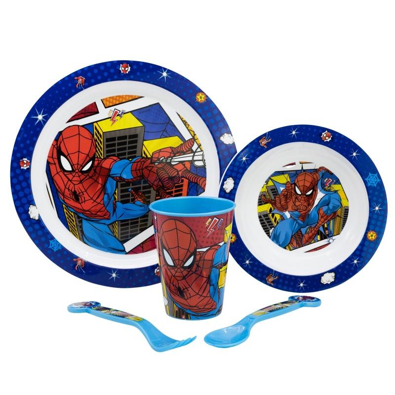 STOR Detský plastový riad Spiderman (tanier, miska, pohár, príbor), 74750