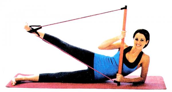 Merco Pilates Sticks posilňovacia tyč s gumou fialová