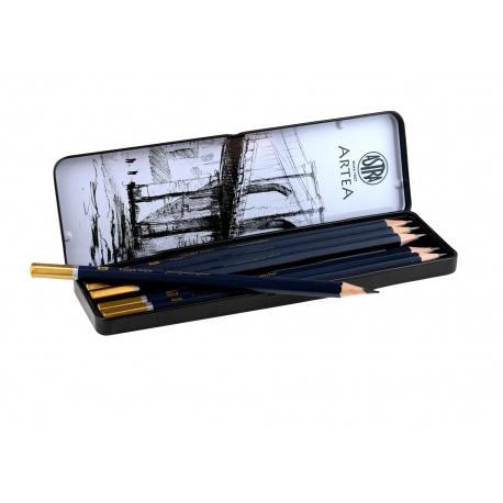 ASTRA ARTEA Umelecké skicovacie ceruzky v plechovej krabičke, sada 6ks, 3B - 2H, 206118001