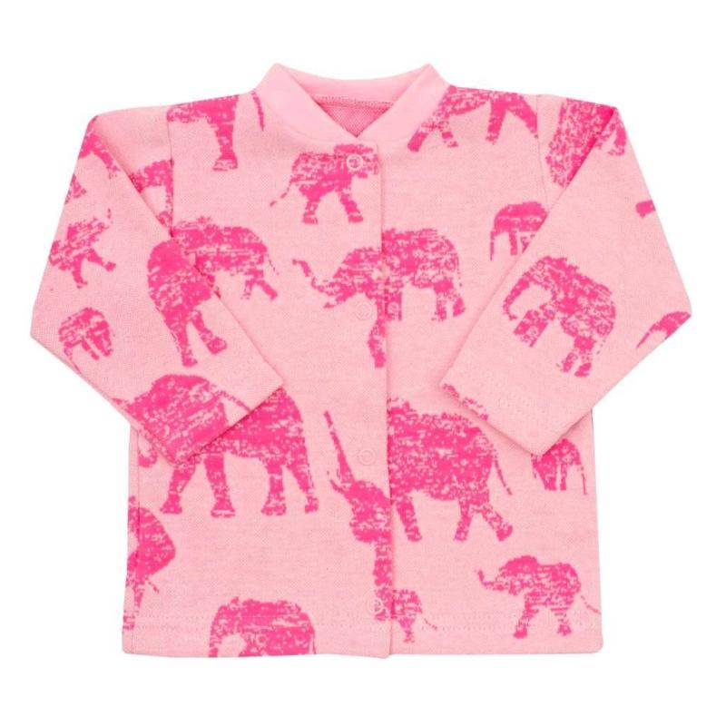 Dojčenský kabátik Baby Service Slony ružový 74 (6-9m)