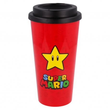 STOR Plastový termo pohár s vrchnákom SUPER MARIO Star, 520ml, 01379