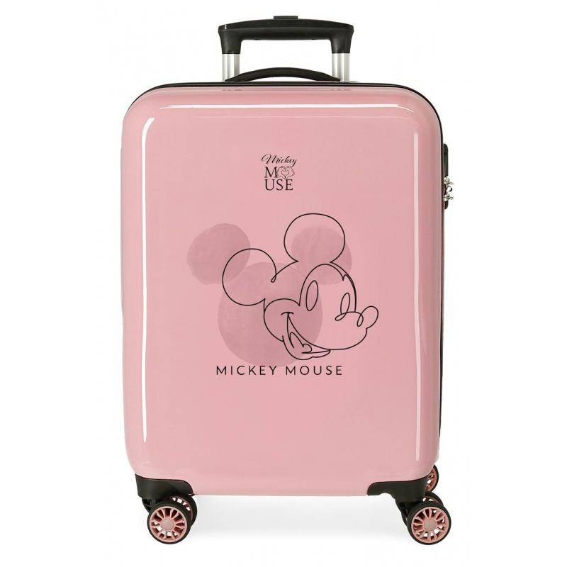 Luxusný detský ABS cestovný kufor MICKEY MOUSE Outline Pink, 55x38x20cm, 34L, 3471721