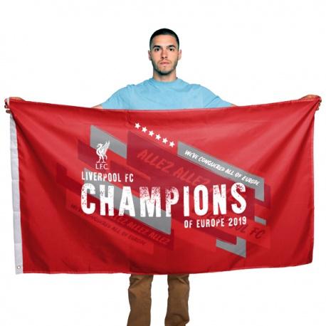 FOREVER COLLECTIBLES Klubová vlajka 152/91cm FC LIVERPOOL Champions of Europe 2019