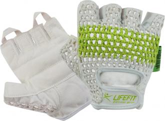 Fitnes rukavice LIFEFIT FIT, veľ. M, bielo-zelené