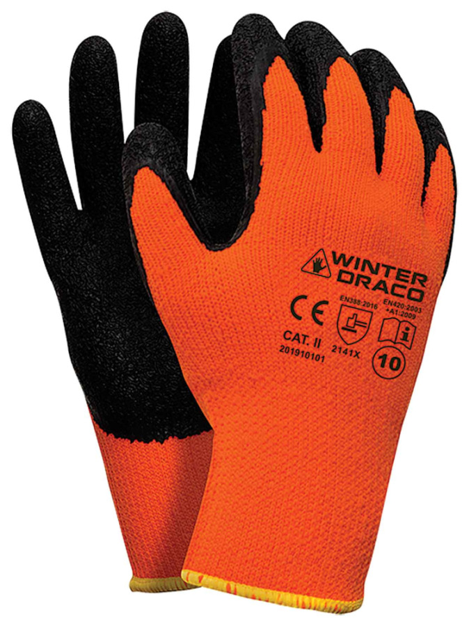 Ochranné rukavice WINTER DRACO zimné, zateplené, oranžové, veľkosť 9, VASKO