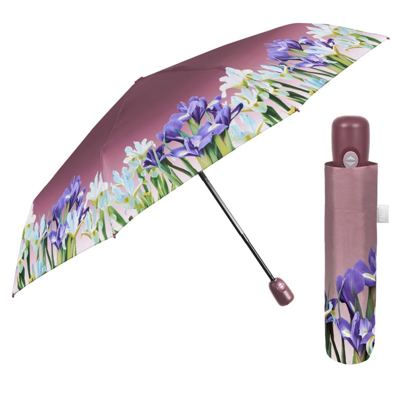 Dámsky plnoautomatický dáždnik Perletti Time Flowers – fialový, 26492