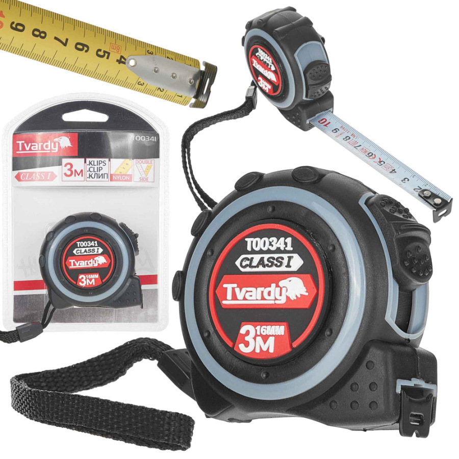 Meter zvinovací 3m x 16mm bez magnetu, obojstranný, I trieda presnosti, TVARDY