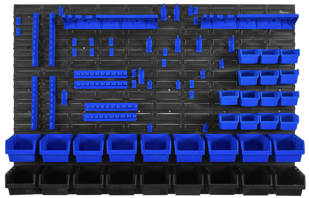 Dielenská tabuľa na náradie - sada 4 panelov, 1152 x 780 mm + 74 ks príslušenstvo, GEKO