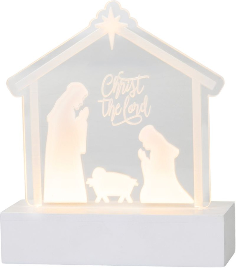 Dekorácia MagicHome Vianoce, Narodenie Ježiša, 10xLED teplá biela, IP20, 2xAA, 15x5,8x17,5 cm