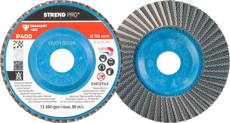 Kotúč Strend Pro Premium 115 x 22 mm, brúsny, P400, diamantový, lamelový