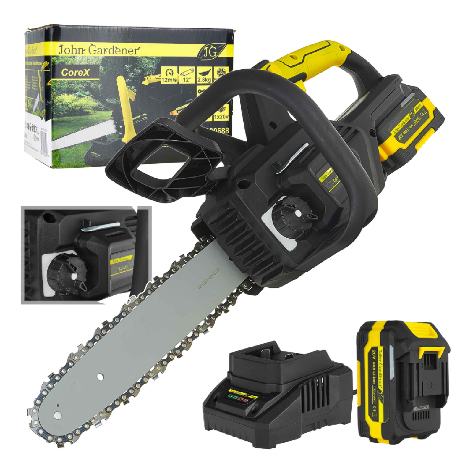 Akumulátorová píla bezuhlíková 12", 4.0Ah, 20V, CoreX, GEKO