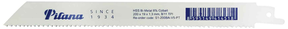 Sada pílových listov na drevo, kov a nerez 200x19x1,3 mm,8/11z, BiMetal Co-8%,5 ks, PILANA