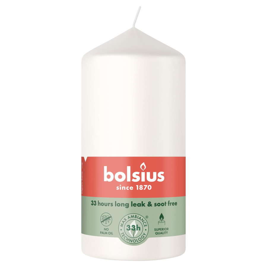Sviečka Bolsius, 120x58 mm, biela
