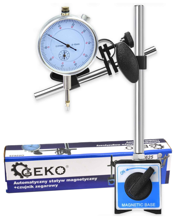 Odchýlkomer 10/0,01 mm na magnetickom stojane, GEKO