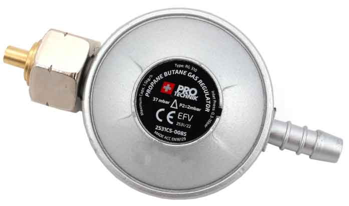 Regulátor tlaku bez manometra pre fľašu 11 kg, 12 Barov, závit 21,8 mm, PRO-TECHNIK