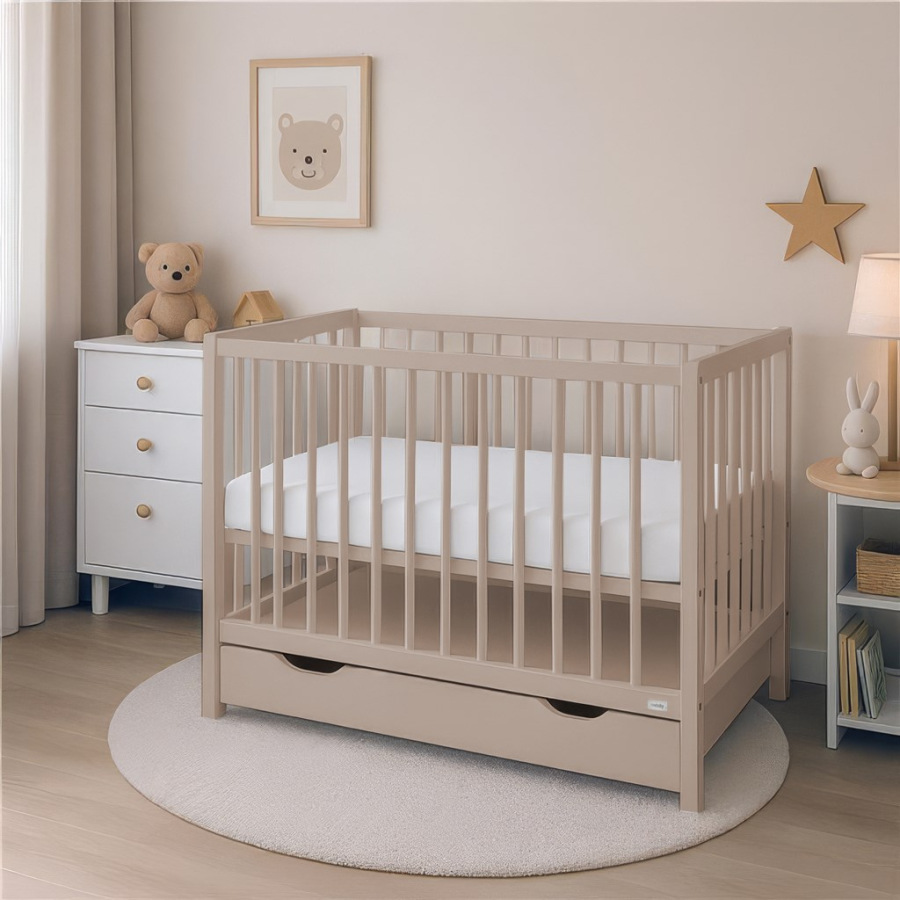 Detská postieľka so šuplíkom New Baby BASIC kašmírová