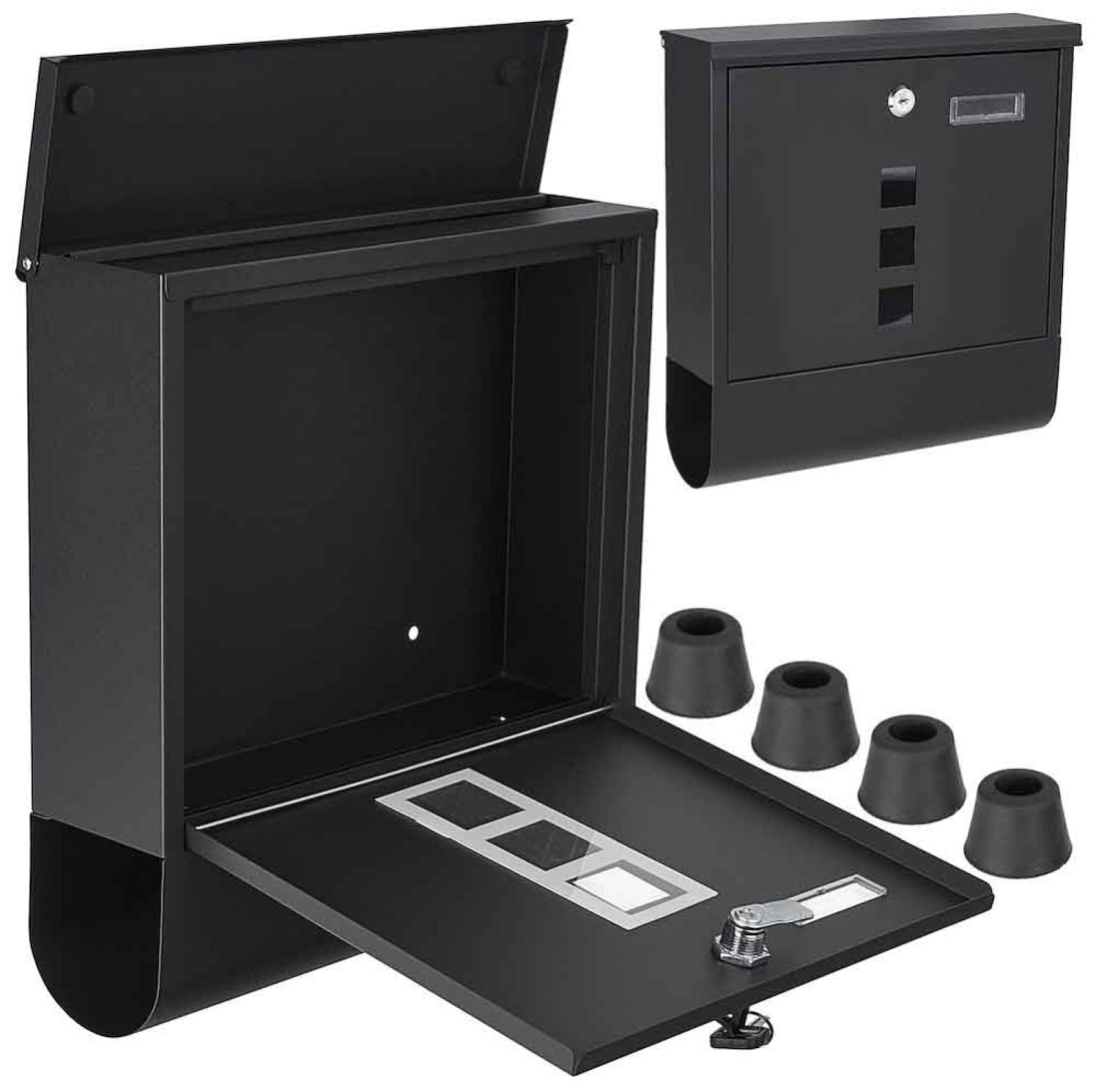 Poštová schránka 34 x 30 x 10 cm, čierna, GEKO