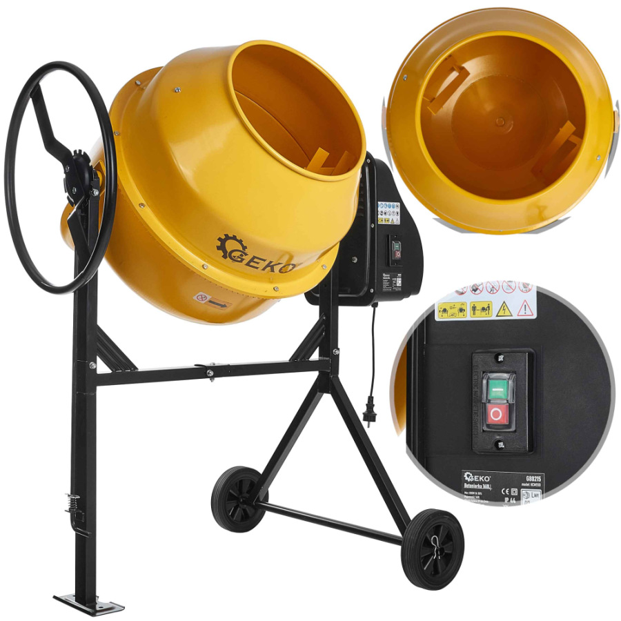 Miešačka elektrická 220 V, bubon 160 litrov, 800 W, priemer plniaceho otvoru 395 mm, GEKO