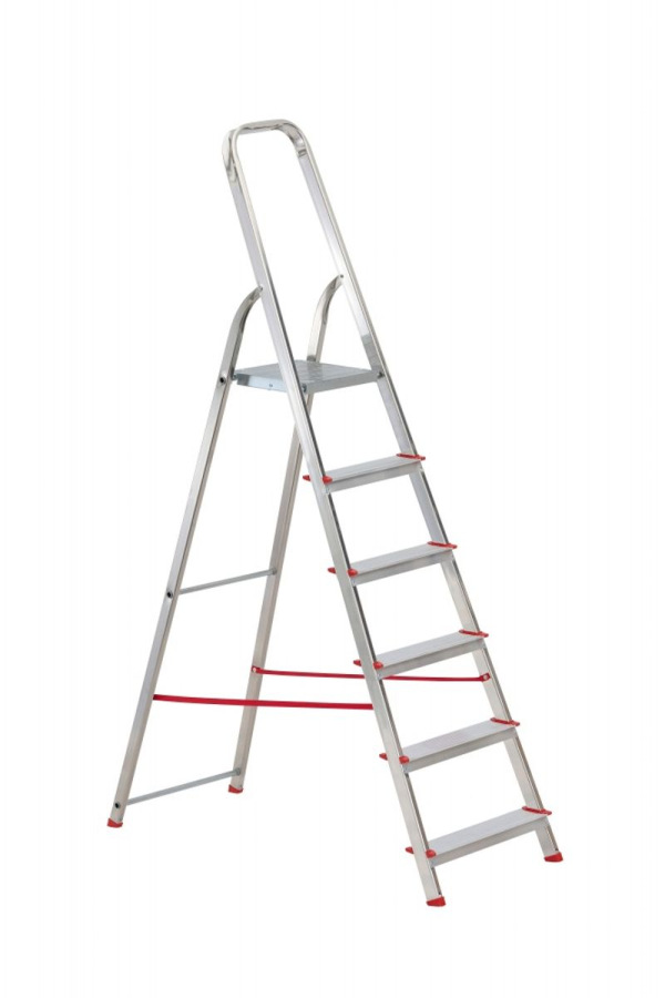 Schodíky ALVE EUROSTYL HOBBY 2916 6-stupienkové, červené, 198 cm, nosn. 120 kg