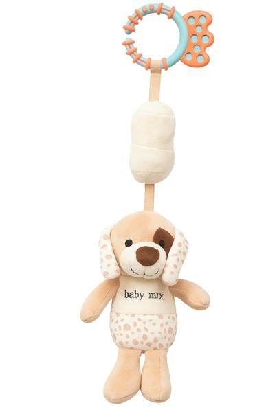 Edukačná hrajúca plyšová hračka s klipom Baby Mix psík hnedý