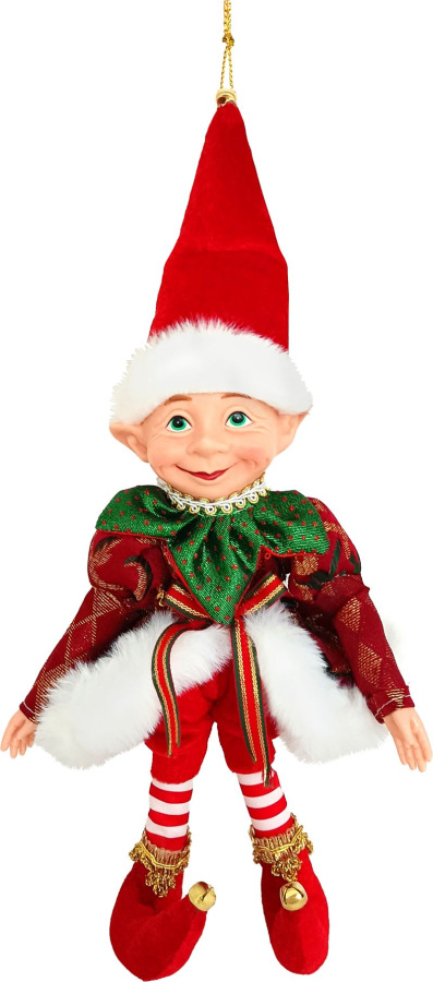 Dekorácia MagicHome Vianoce, elf, textil, červený, 14/35 cm