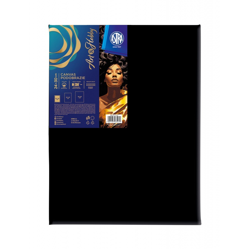 Čierne maliarske plátno ASTRA Art & Hobby 24×30 cm, bavlnené s rámom a klinmi, 801125001