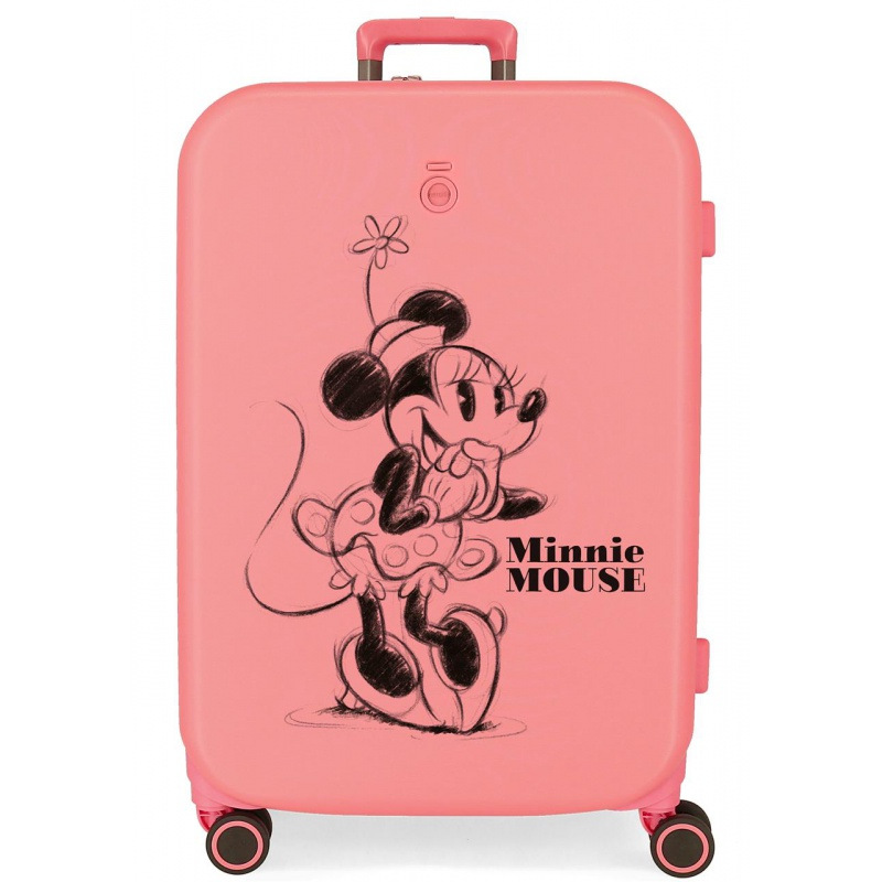 ABS cestovný kufor MINNIE MOUSE Happines Coral, 70x48x28cm, 79L, 3669222 (medium exp.)