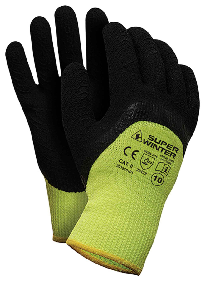 Ochranné rukavice SUPER WINTER zimné, zateplené, žltozelené, veľkosť 9, VASKO