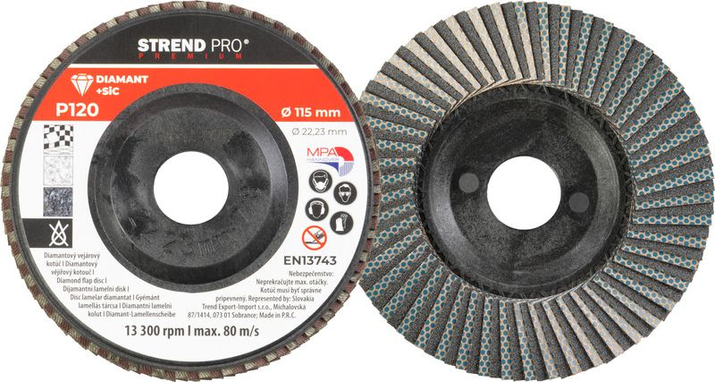 Kotúč Strend Pro Premium 115 x 22 mm, brúsny, P120, diamantový, lamelový