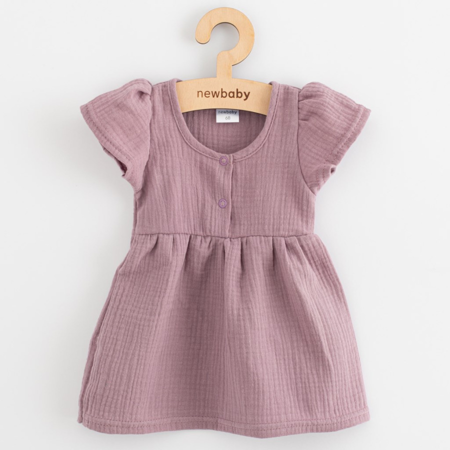 Dojčenské mušelínové šaty New Baby lavender 74 (6-9m)