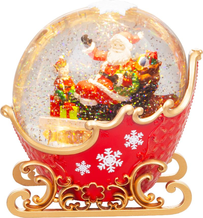 Dekorácia MagicHome Vianoce, Sane, Snežítko, LED teplá biela, 3xAAA, 16,8x11x19,5 cm
