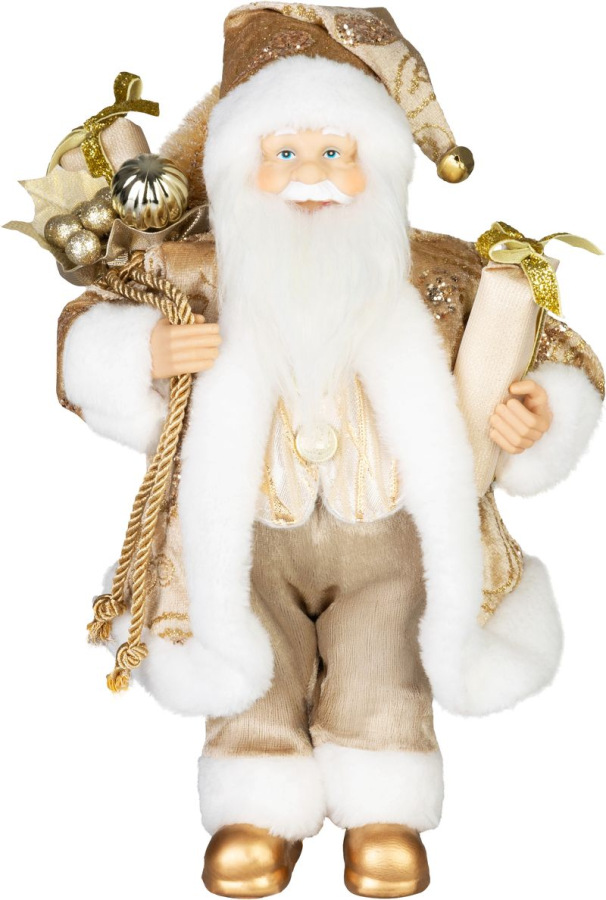 Dekorácia MagicHome Vianoce, santa, textil, zlatý, 28x37x80 cm