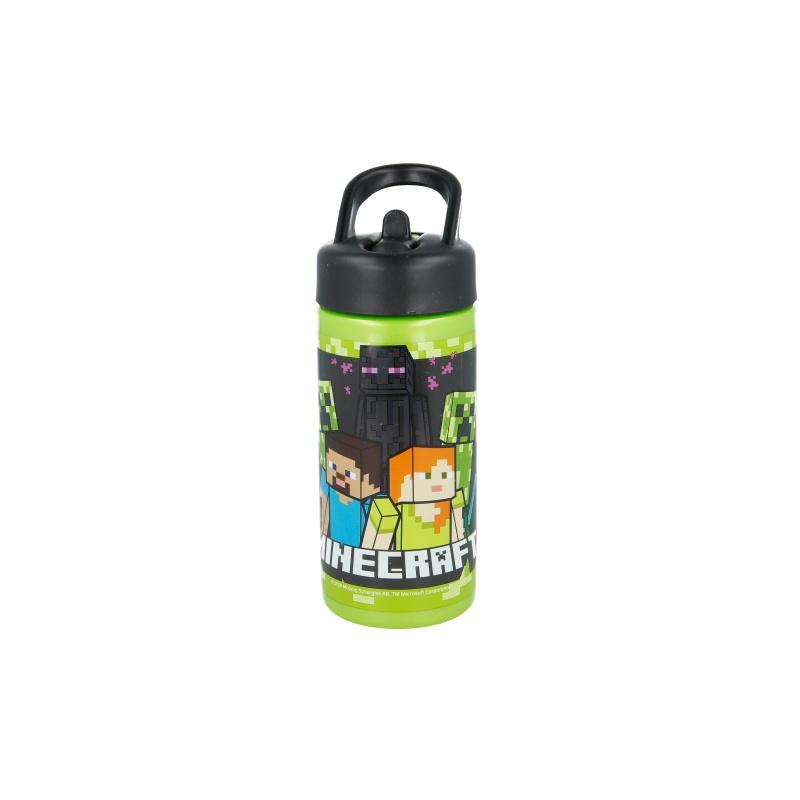 STOR Plastová fľaša s výsuvnou slamkou MINECRAFT, Tritan 410ml, 40401