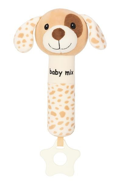 Plyšové hrkálka s pískatkom Baby Mix – psík hnedý