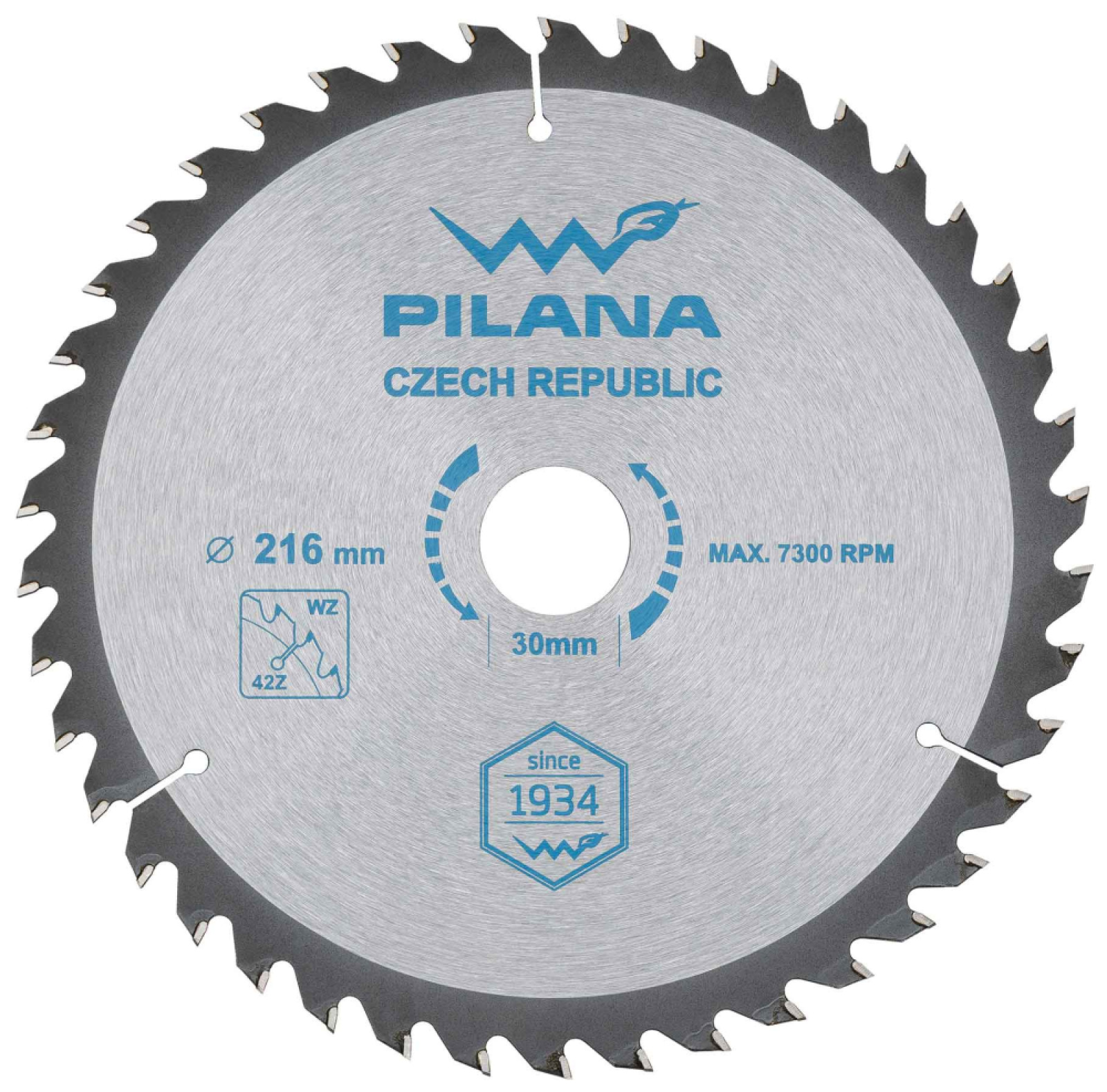 Pílový kotúč s SK plátkami 216x2,4x30 zuby 42 WZ, PILANA