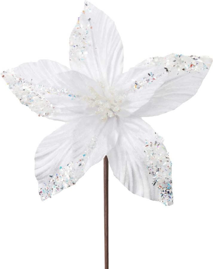 Kvet MagicHome Vianoce, poinsettia, biely, 20 cm, veľkosť kvetu: 21 cm