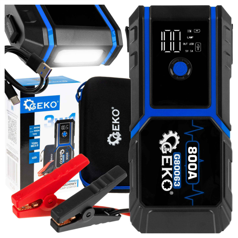 Štartovací box 10000mAh, 400A, LED, 12V, GEKO