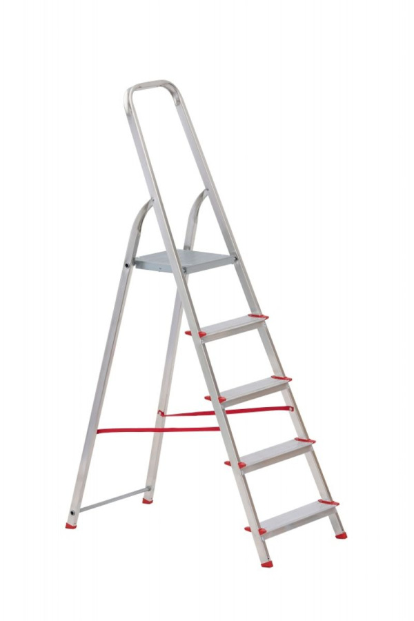 Schodíky ALVE EUROSTYL HOBBY 2915 5-stupienkové, červené, 175 cm, nosn. 120 kg