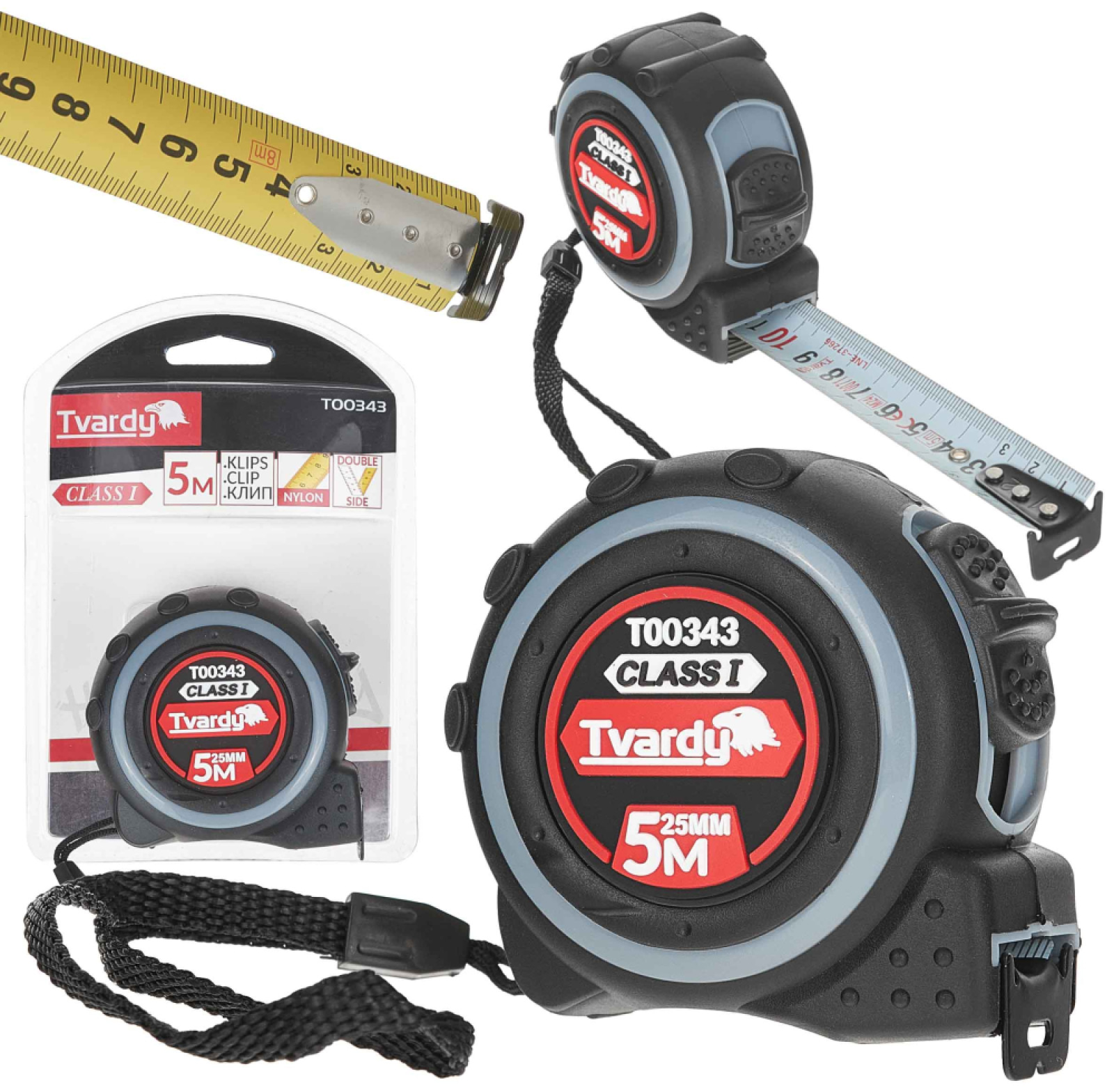 Meter zvinovací 5m x 25mm bez magnetu, obojstranný, I trieda presnosti, TVARDY