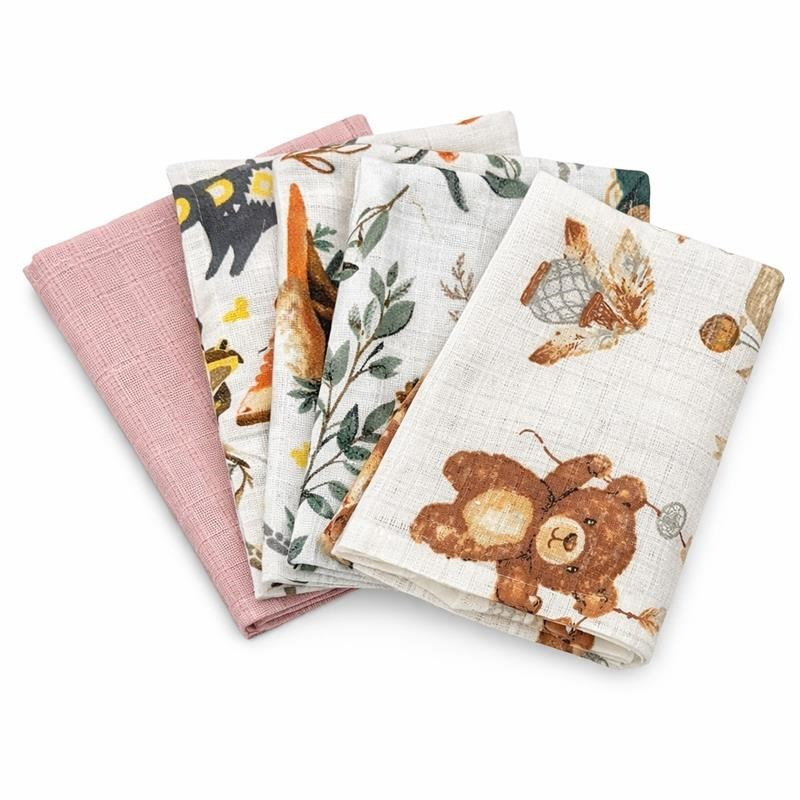 Bavlnené plienky s potlačou NEW BABY 60x80 cm STANDARD GIRL 5 ks