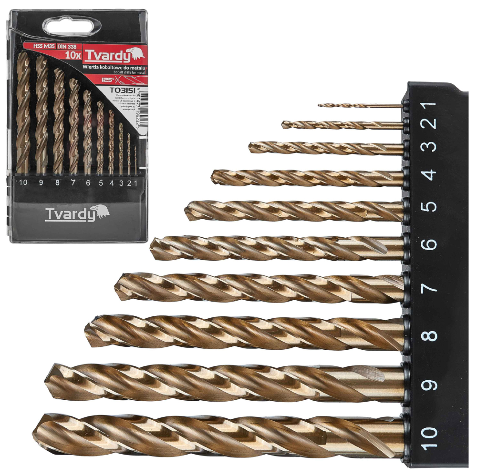Sada kobaltových vrtákov do kovu 10-dielna, 1,0-10,0 mm, TVARDY