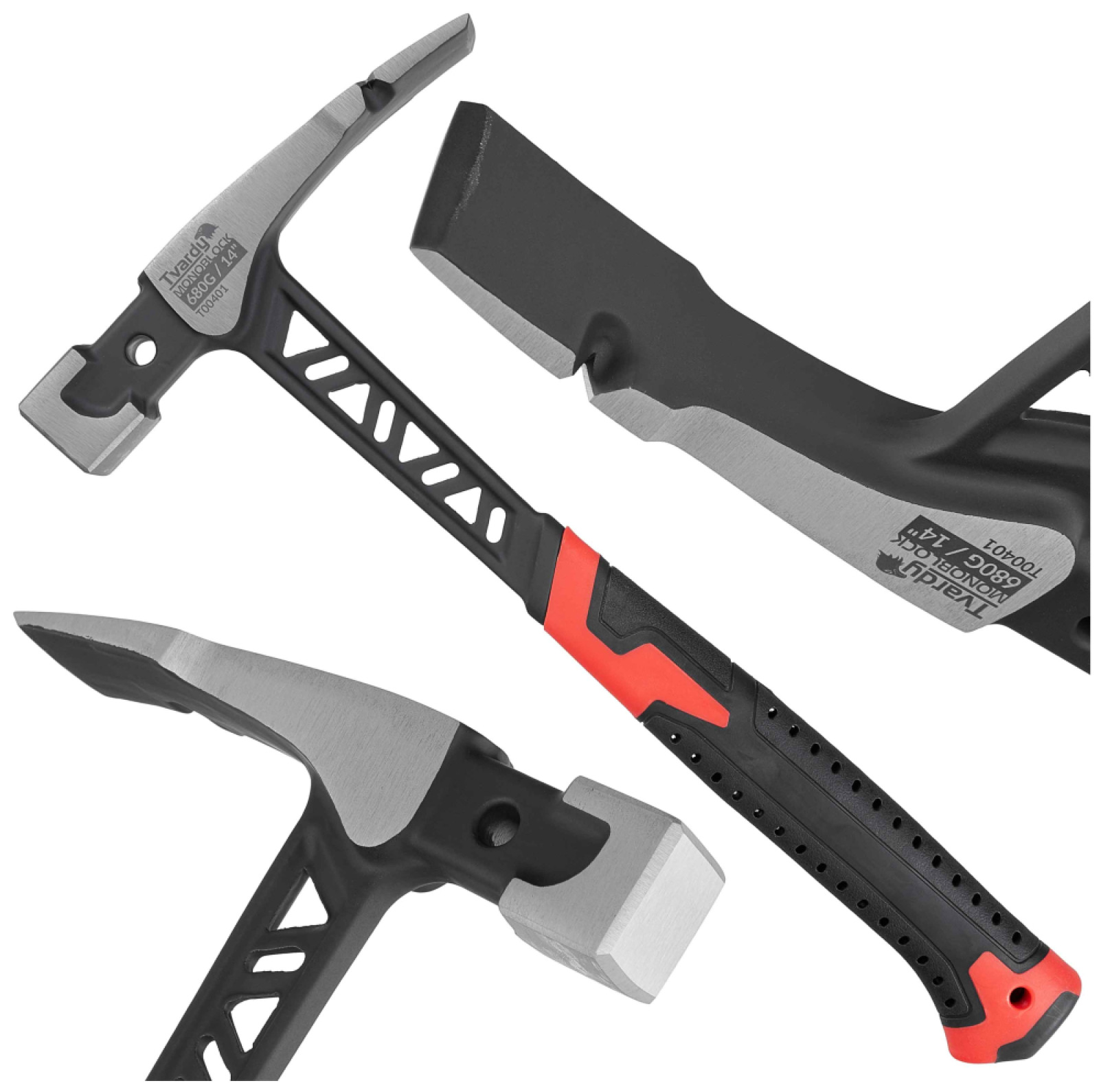 Kladivo murárske MONOBLOK s antivibračnou rukoväťou 680 g, TVARDY