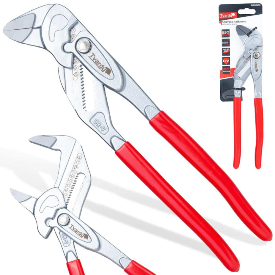 Kliešte nastaviteľné KOBRA 250 mm, čeľusť 0-52 mm, TVARDY