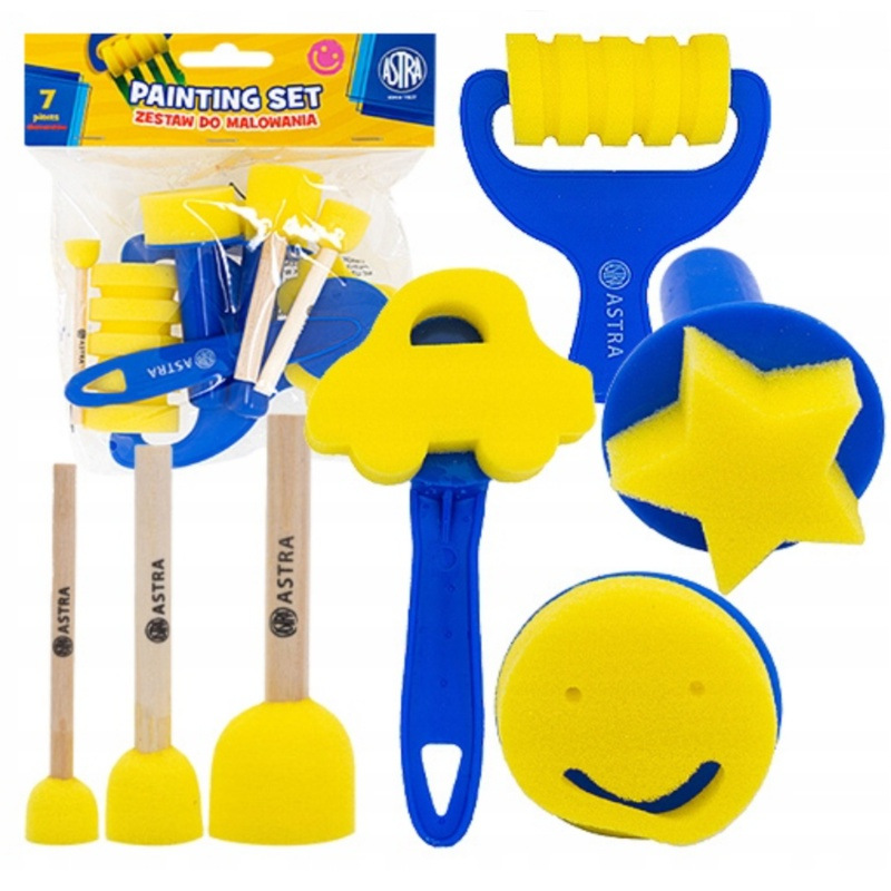 Špongie a valčeky na maľovanie pre deti – sada 7 ks Astra, 315024002