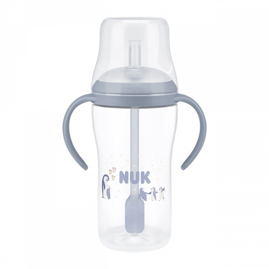 Kojenecká fľaša NUK Perfect Match na učenie so slamkou PENGUIN 260 ml