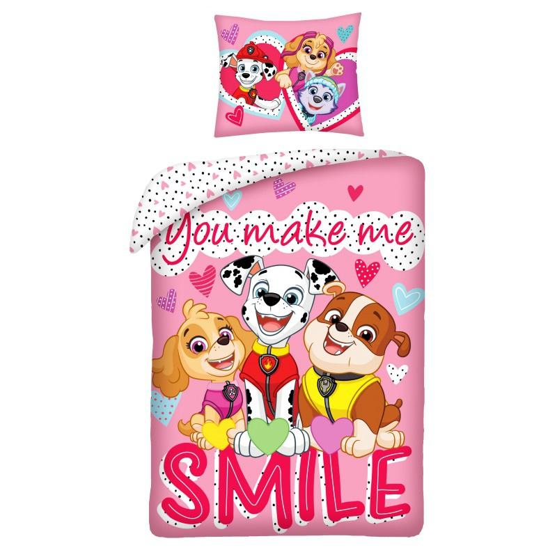 Obrázok HALANTEX -  HALANTEX Obojstranné bavlnené obliečky PAW PATROL Smile, 140/200+70/90, PAW-474BL