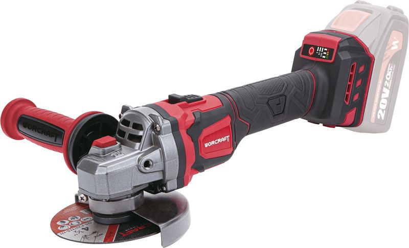 Brúska Worcraft CAG-S20LiBEN-125, 125 mm, uhlová, s reguláciou otáčok, 20 V Li-ion, bezuhlíková, SET