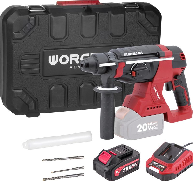 SET Kladivo Worcraft CRH-S20LiBCM, 20V, ShareSYS, SDS+, 3J, bezuhlíkové, v kufríku