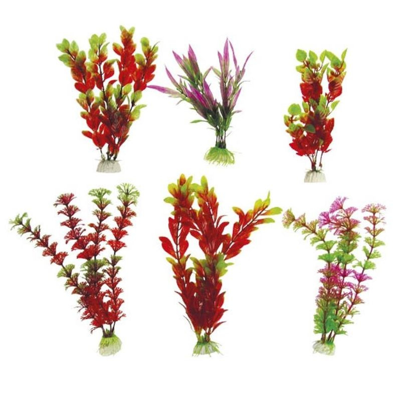 Akváriová rastlina TATRAPET, umelá dekorácia, so záťažou, 15-20cm, červená, mix dizajnov